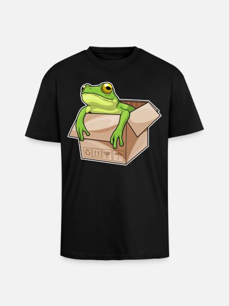 Frog Cardboard - Unisex Oversized Heavyweight T-shirt - black