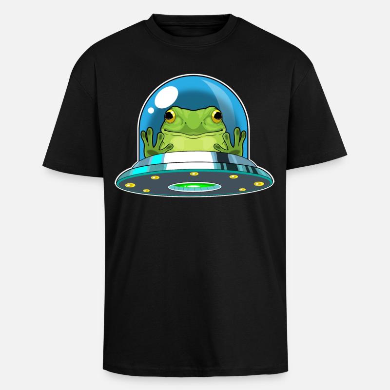 Frog Spaceship Space - T-shirt unisexe oversize épais - noir