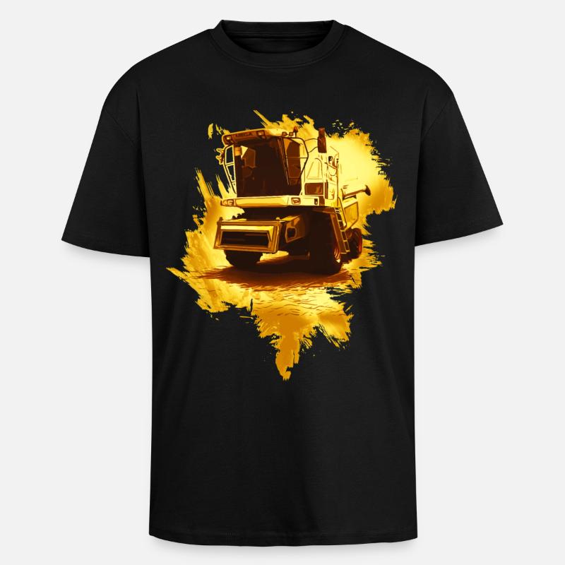 Moissonneuse-batteuse or - T-shirt unisexe oversize épais - noir