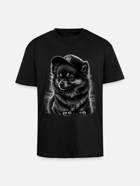 Spitz nain à casquette - T-shirt unisexe oversize épais - noir