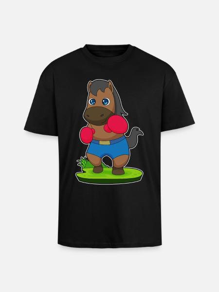 Pferd Boxer Boxhandschuhe Boxen - Oversized Heavyweight Unisex T-Shirt - Schwarz