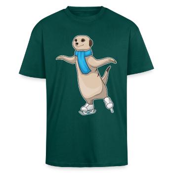 Suricates patins à glace - T-shirt unisexe oversize épais - hunter green - Devant - Alina (178cm) & Michal (187cm)