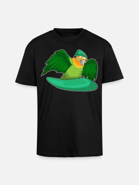 Parrot Snowboarder Snowboard - Unisex Oversized Heavyweight T-shirt - black