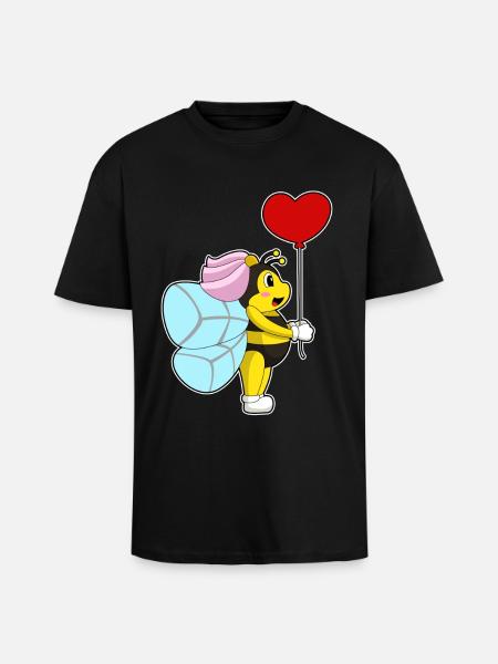 Bee Bride Balloon Wedding - Unisex Oversized Heavyweight T-shirt - black