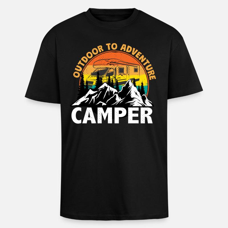 Camper Camping Urlaub Geschenk - Oversized Heavyweight Unisex T-Shirt - Schwarz
