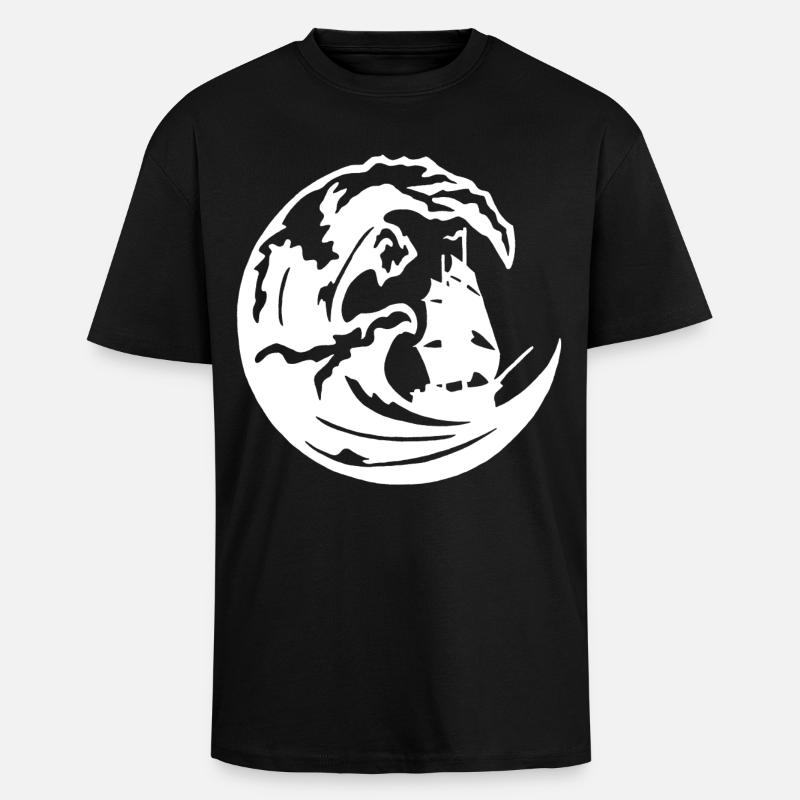 The Great White Wave - Unisex Oversized Heavyweight T-shirt - black