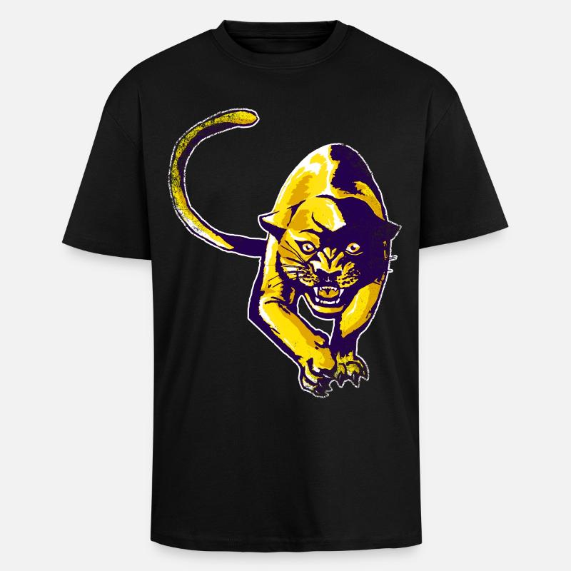 Panthère dorée - T-shirt unisexe oversize épais - noir