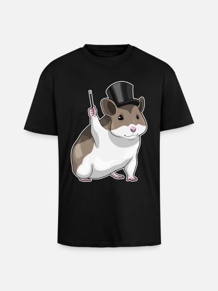 Hamster Wizard Wand - Unisex Oversized Heavyweight T-shirt - black