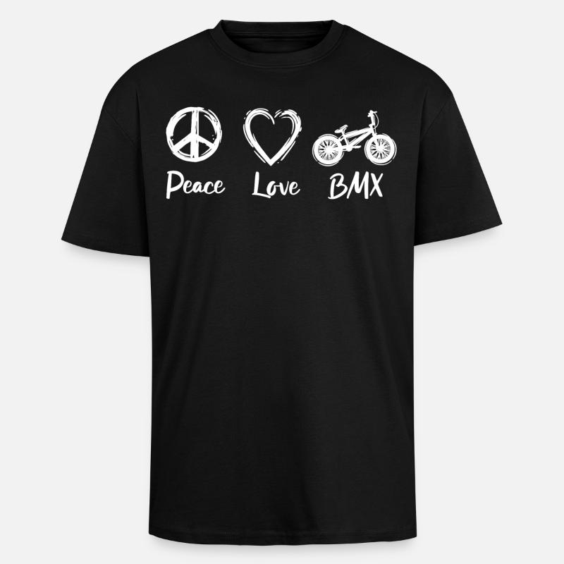 Peace Love BMX - Oversized Heavyweight Unisex T-Shirt - Schwarz