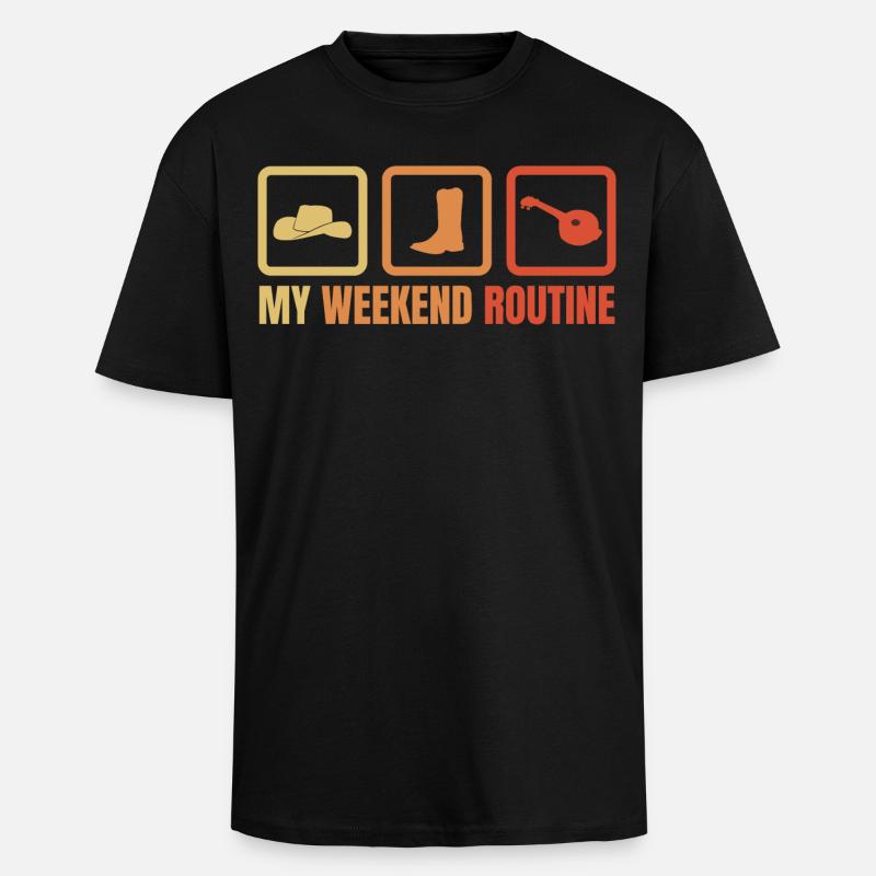 My Weekend Routine - Unisex Oversized Heavyweight T-shirt - black