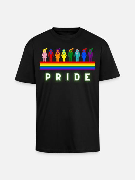 Pride Rainbow LGBTQ Diversity Design - Unisex Oversized Heavyweight T-shirt - black
