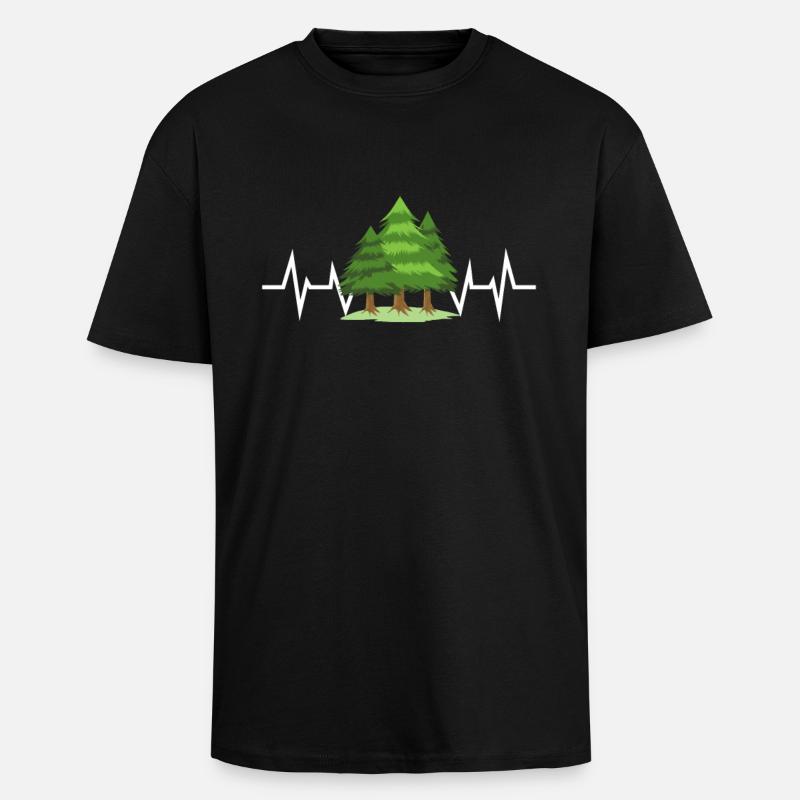 Forest Trees Hike - Unisex Oversized Heavyweight T-shirt - black