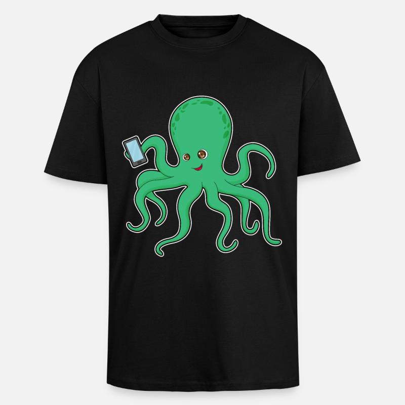 Octopus Mobile - Unisex Oversized Heavyweight T-shirt - black