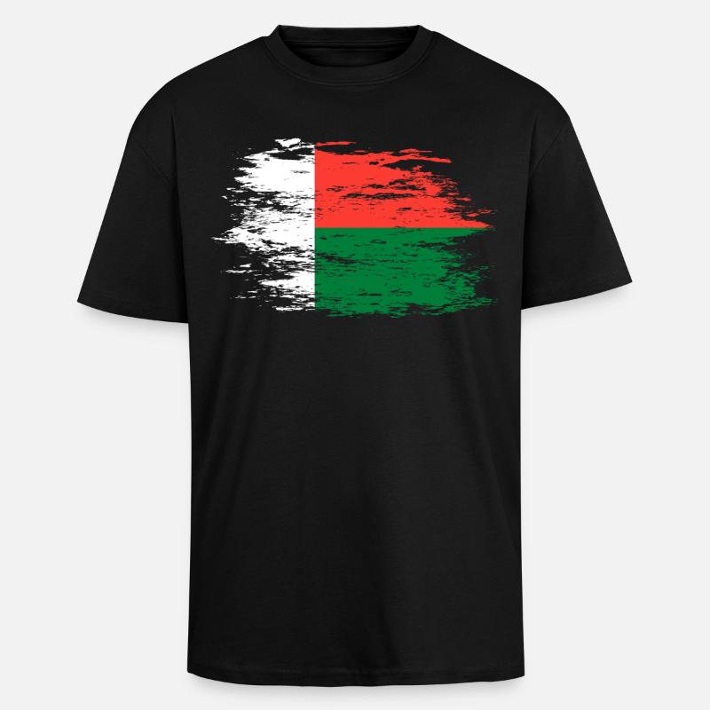 Drapeau de Madagascar utilisé - T-shirt unisexe oversize épais - noir