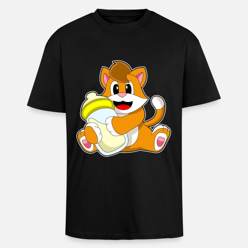 Lait biberon pour chat - T-shirt unisexe oversize épais - noir