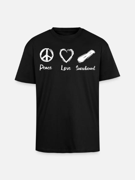 Peace Love Snowboard - Unisex Oversized Heavyweight T-shirt - black