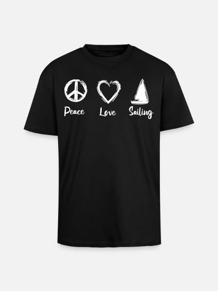 Peace Love Sailing - T-shirt unisexe oversize épais - noir