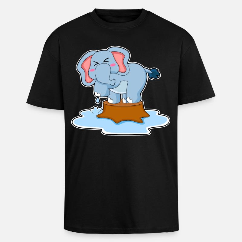 Elefant Wasser - Oversized Heavyweight Unisex T-Shirt - Schwarz