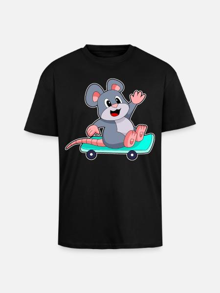 Mouse Skater Skateboard - T-shirt unisexe oversize épais - noir