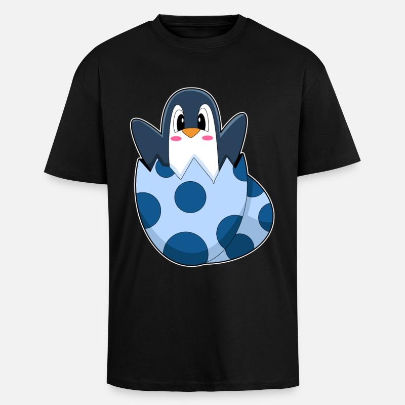 Pinguin Ei - Oversized Heavyweight Unisex T-Shirt - Schwarz