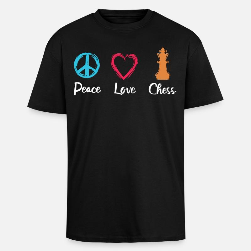 Frieden Liebe Schach - Oversized Heavyweight Unisex T-Shirt - Schwarz