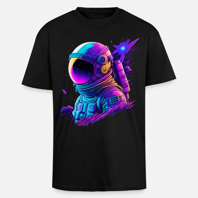Synthwave Astronaut Space Explorer - Oversized Heavyweight Unisex T-Shirt - Schwarz
