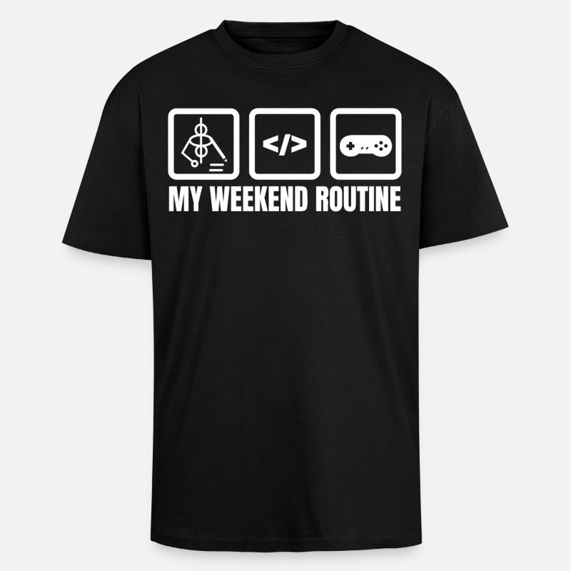 Meine Wochenendroutine - Oversized Heavyweight Unisex T-Shirt - Schwarz