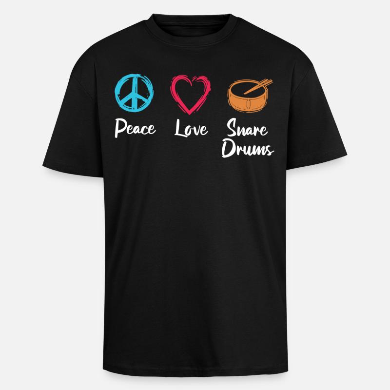 Frieden Liebe Trommel - Oversized Heavyweight Unisex T-Shirt - Schwarz