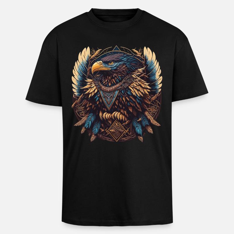 Attrape-rêves d’aigle - T-shirt unisexe oversize épais - noir