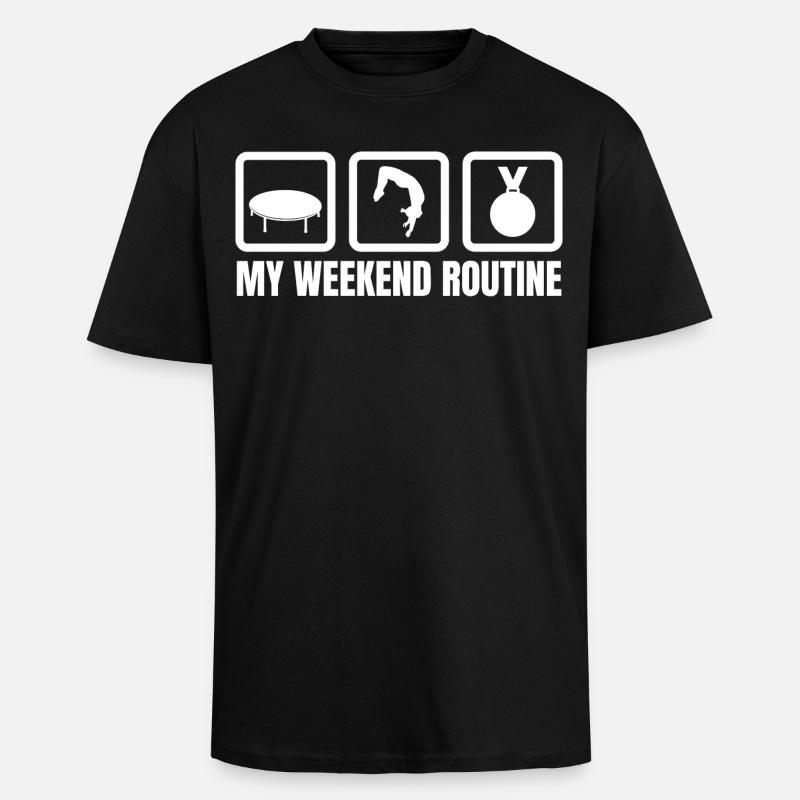 Trampolin Wochenendroutine - Oversized Heavyweight Unisex T-Shirt - Schwarz
