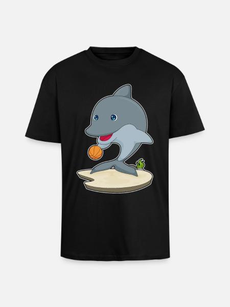 Dolphin Basketball Player Basketball - T-shirt unisexe oversize épais - noir