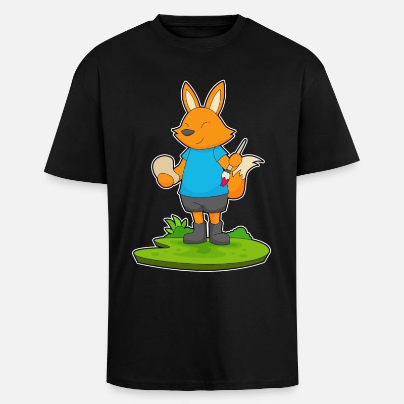 Pinceau Fox - T-shirt unisexe oversize épais - noir