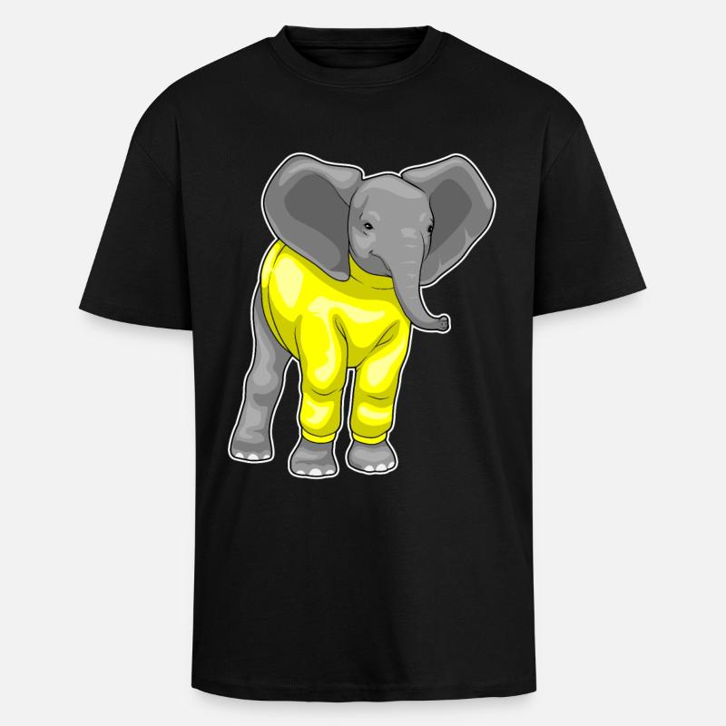 Elefant Winter Pullover - Oversized Heavyweight Unisex T-Shirt - Schwarz