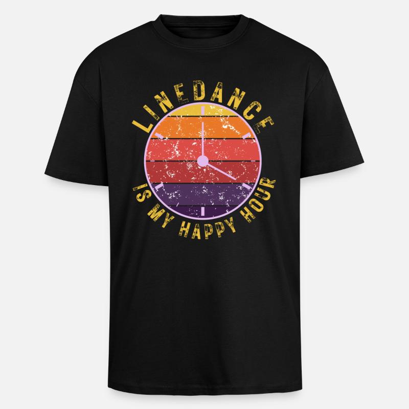Geschenkidee: Linedance is my happy hour - Oversized Heavyweight Unisex T-Shirt - Schwarz