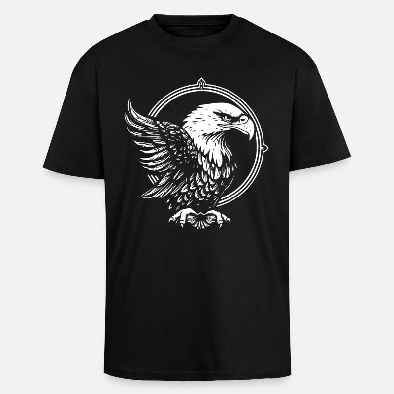 Eagle in a circle - Unisex Oversized Heavyweight T-shirt - black
