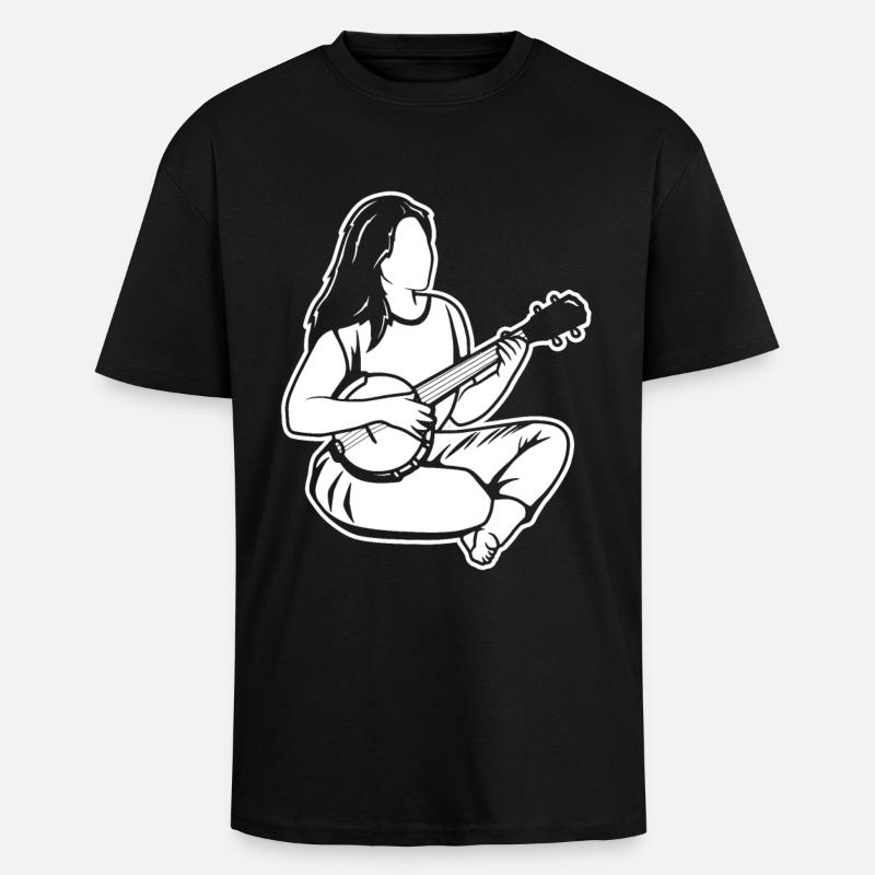 Banjo Mädchen - Oversized Heavyweight Unisex T-Shirt - Schwarz