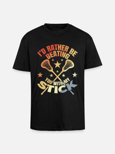 Funny lacrosse joke - Unisex Oversized Heavyweight T-shirt - black