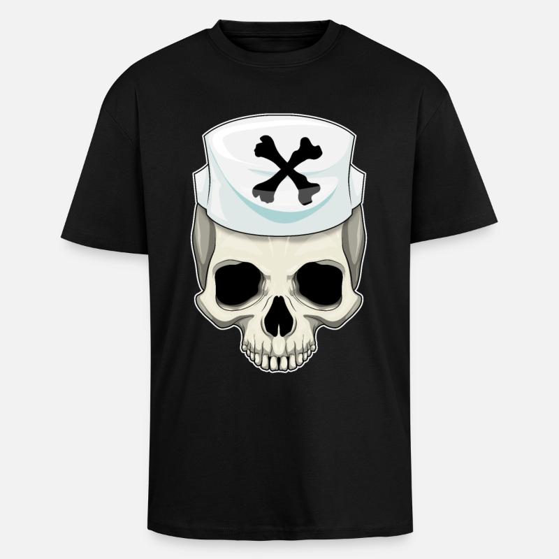 Infirmière crânienne - T-shirt unisexe oversize épais - noir