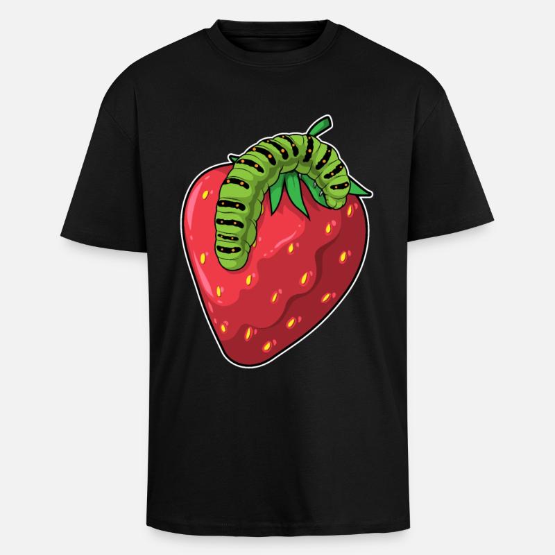 Raupe Erdbeere - Oversized Heavyweight Unisex T-Shirt - Schwarz