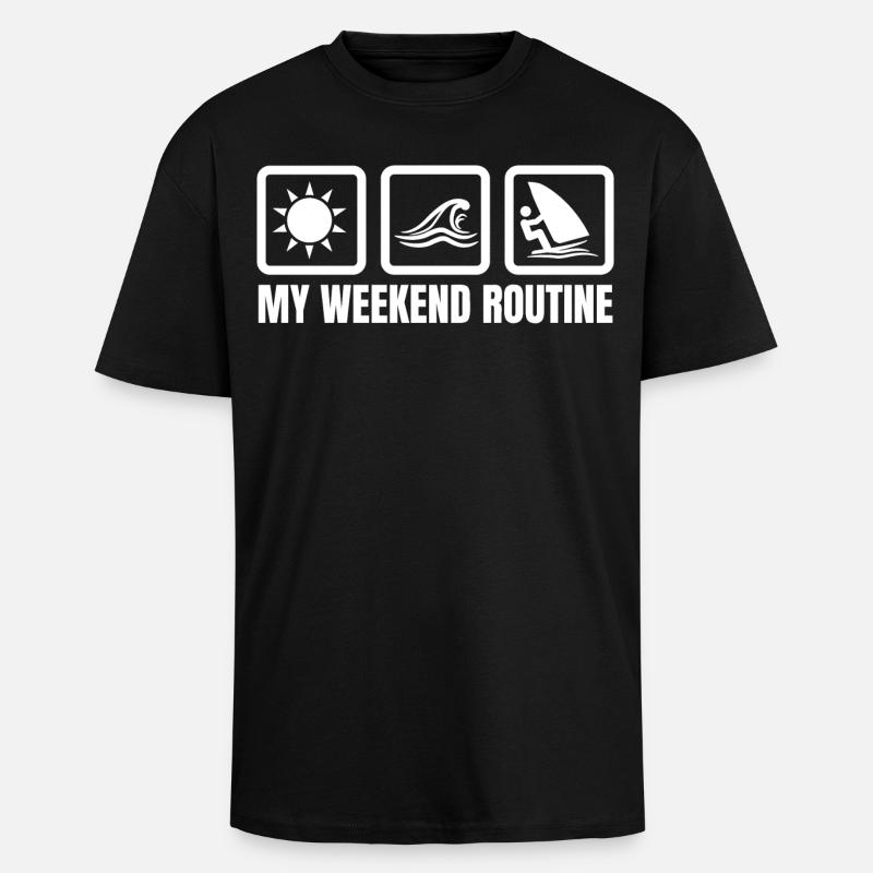 Meine Wochenendroutine - Oversized Heavyweight Unisex T-Shirt - Schwarz