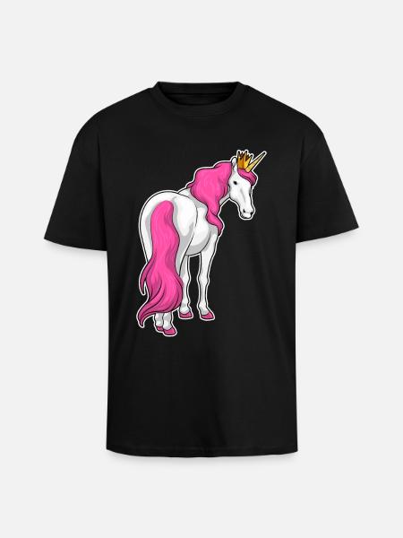 Unicorn Crown - Unisex Oversized Heavyweight T-shirt - black
