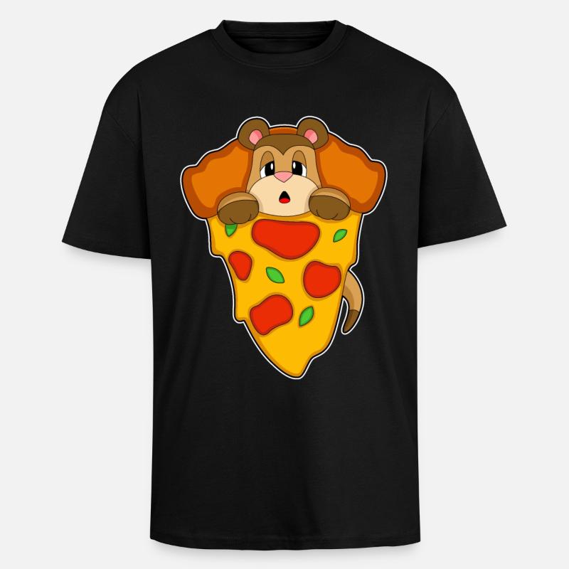 Erdmännchen Pizza - Oversized Heavyweight Unisex T-Shirt - Schwarz