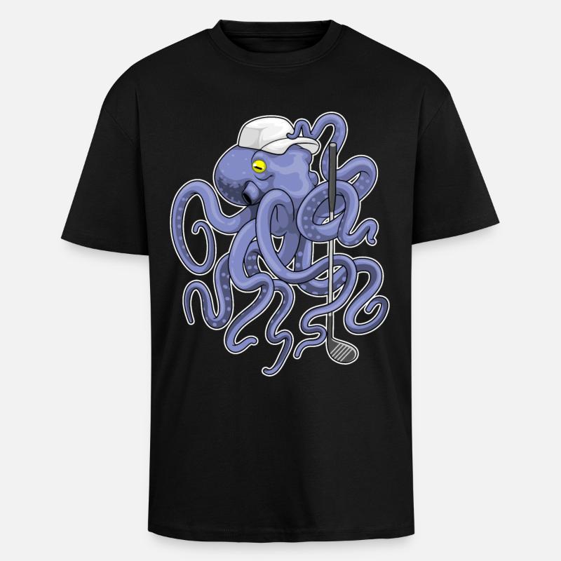 Krake Golf Golfschläger - Oversized Heavyweight Unisex T-Shirt - Schwarz