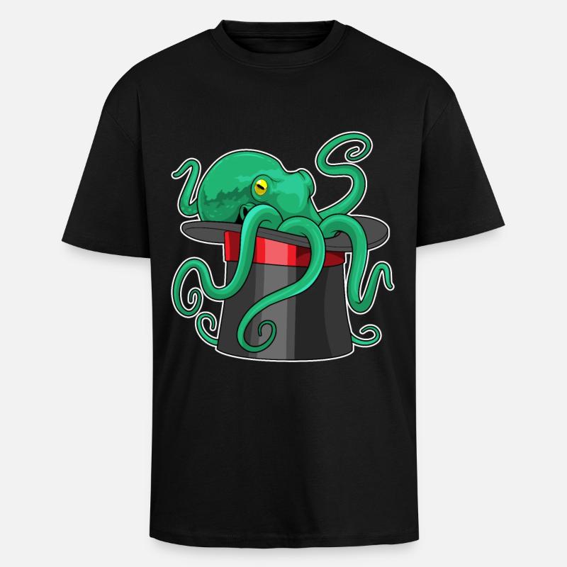 Octopus Wizard Cylindre - T-shirt unisexe oversize épais - noir