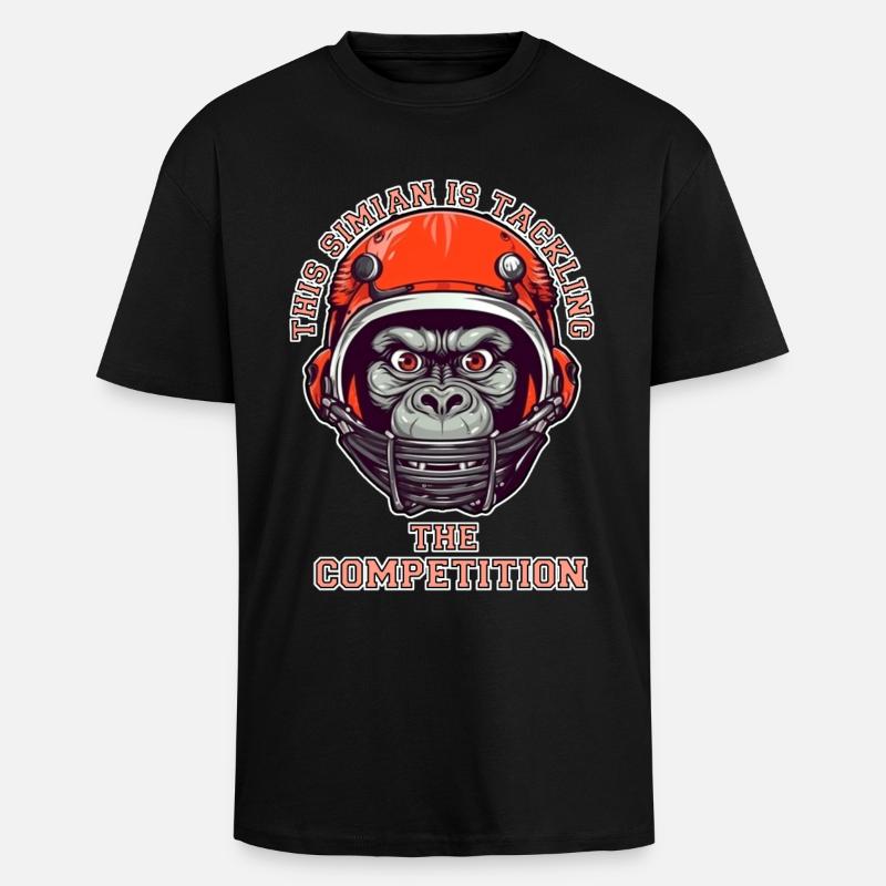 self-confident monkey accepts the challenge - Unisex Oversized Heavyweight T-shirt - black