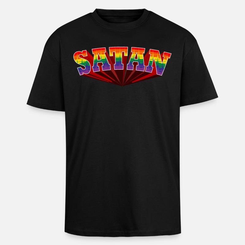 Satan Regenbogen Text - Oversized Heavyweight Unisex T-Shirt - Schwarz