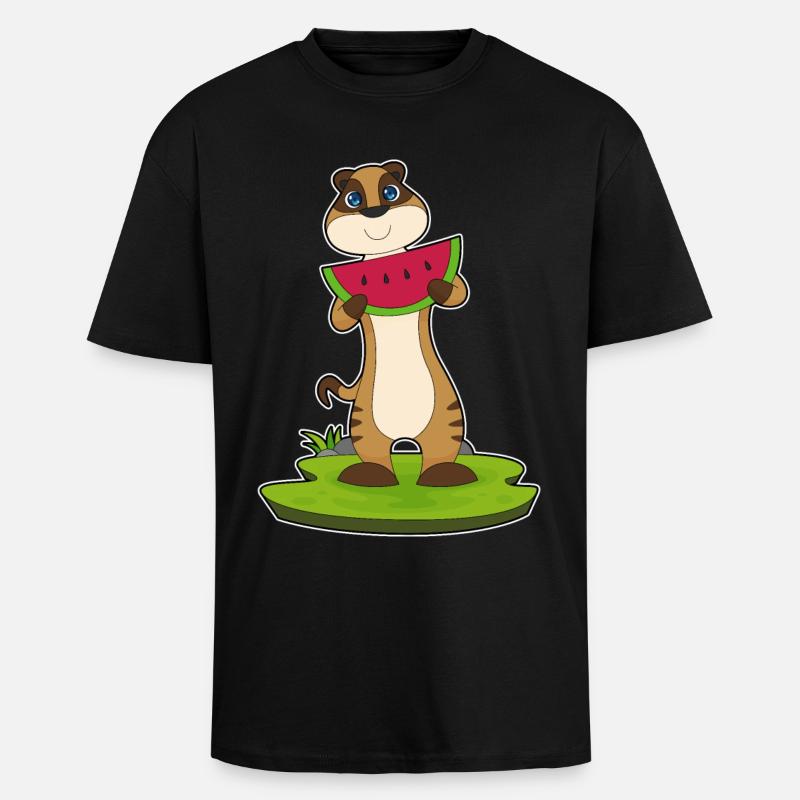 Suricate fruit de pastèque - T-shirt unisexe oversize épais - noir