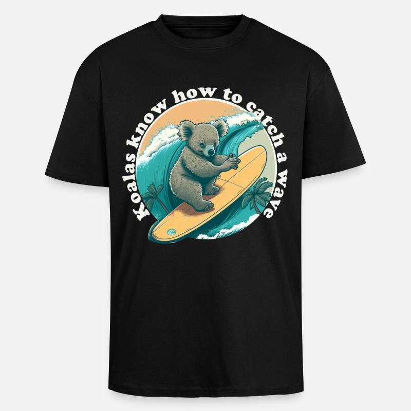 Catch a wave Koalabaer - Oversized Heavyweight Unisex T-Shirt - Schwarz