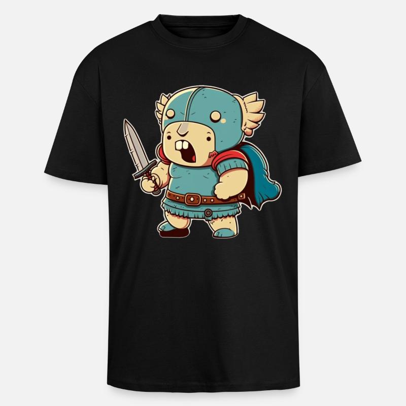 Guerrier fou avec épée - T-shirt unisexe oversize épais - noir