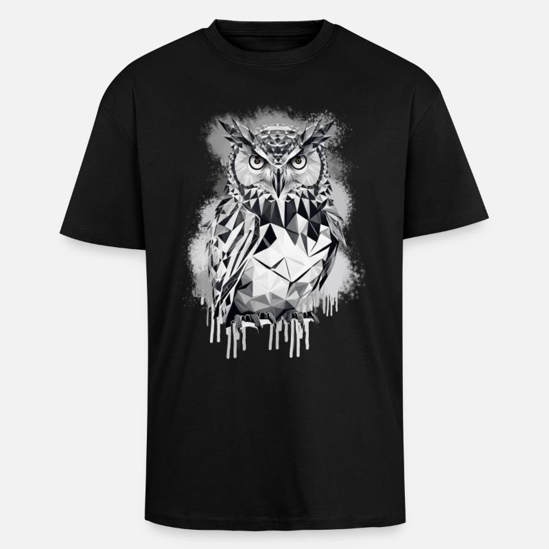 Geometrische Eule - Oversized Heavyweight Unisex T-Shirt - Schwarz